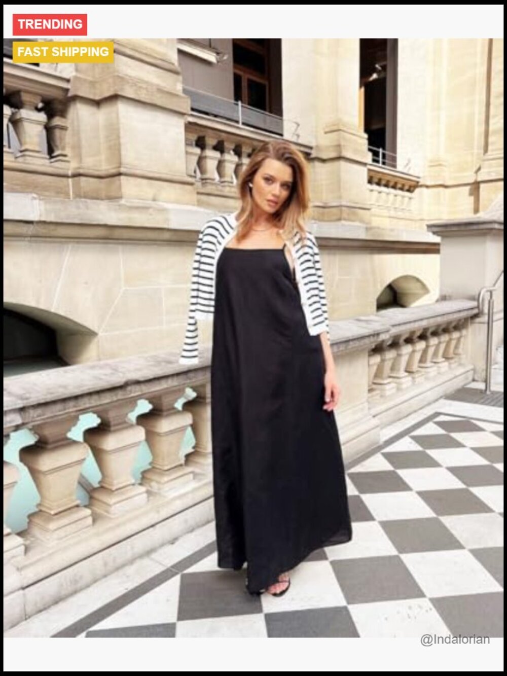 Linen Maxi Dress with Spaghetti Straps Backless Casual Beach - Picture 3 of 7